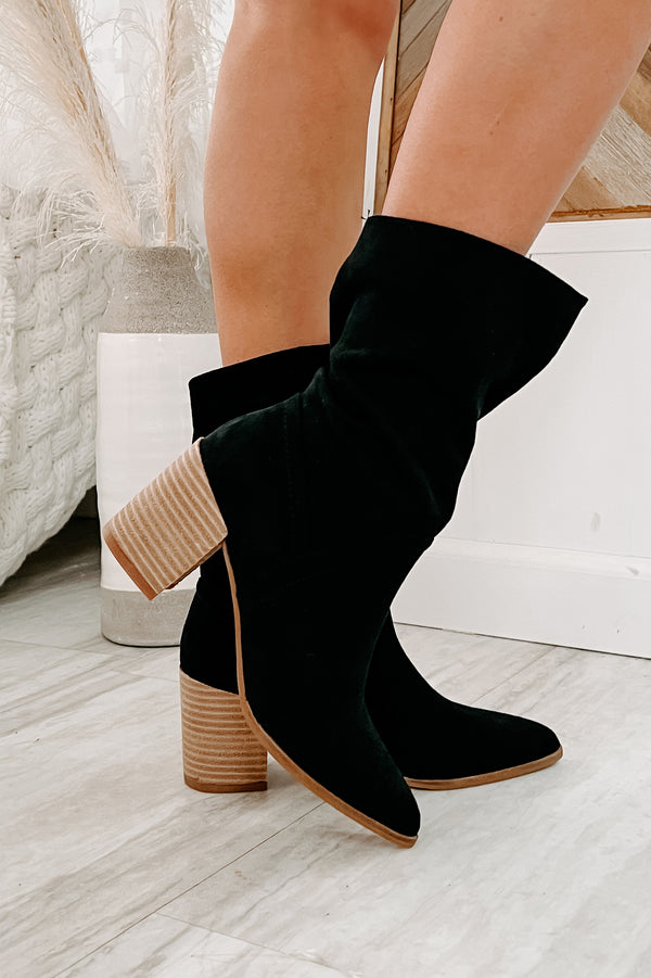 Don't Test Me Slouchy Pointed Toe Booties (Black) - NanaMacs