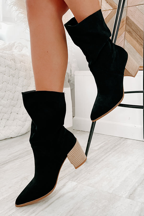 Don't Test Me Slouchy Pointed Toe Booties (Black) - NanaMacs