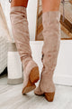 Arisa Faux Suede Over The Knee Boots (Blush) - NanaMacs
