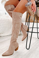 IMPERFECT Arisa Faux Suede Over The Knee Boots (Blush) - NanaMacs