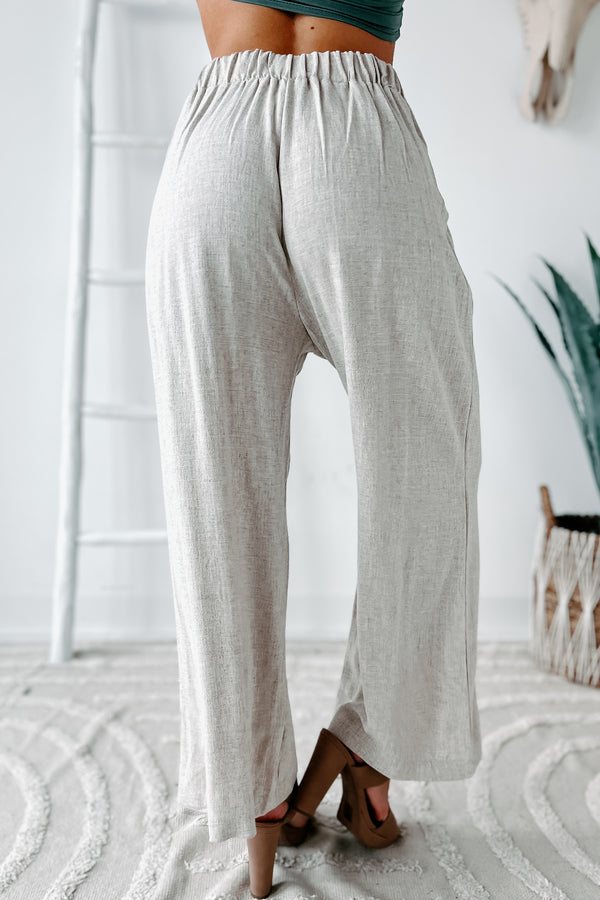 Can't Be Tempted High Waisted Cropped Linen Pants (Oatmeal) - NanaMacs