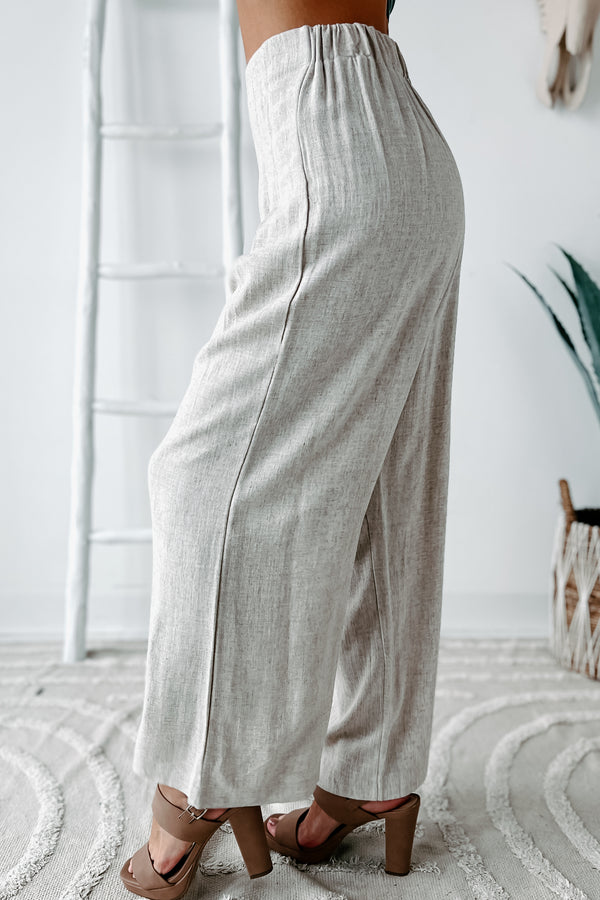 Can't Be Tempted High Waisted Cropped Linen Pants (Oatmeal) - NanaMacs