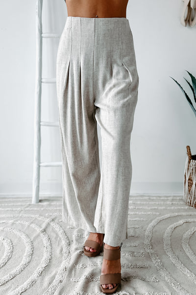 Can't Be Tempted High Waisted Cropped Linen Pants (Oatmeal) - NanaMacs