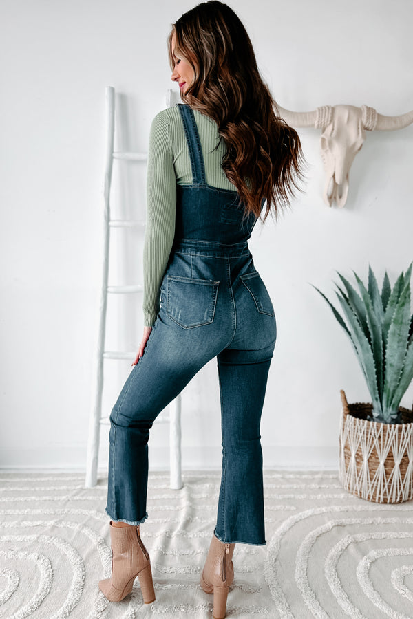 Cropped Cutie Button-Front Cropped Denim Overalls (Medium) - NanaMacs