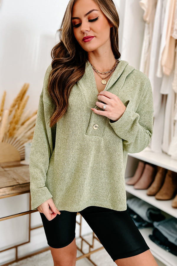 Effect Of Coziness Knit Hoodie (Sage) - NanaMacs