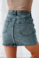 Without Hesitation Stitch Detailed Denim Mini Skirt (Washed Denim) - NanaMacs