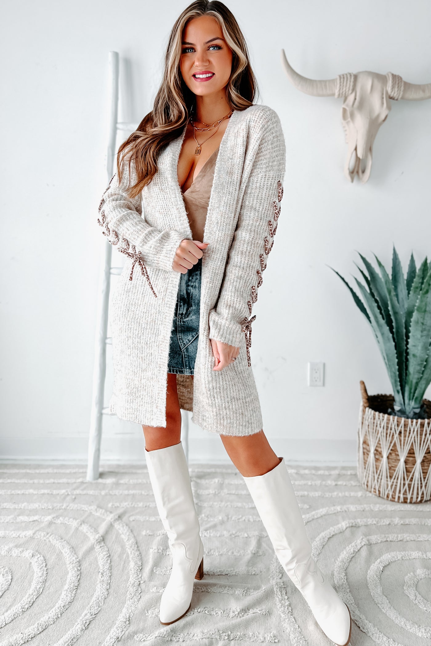 Snuggle Weather Open Front Longline Cardigan (Oatmeal) · NanaMacs