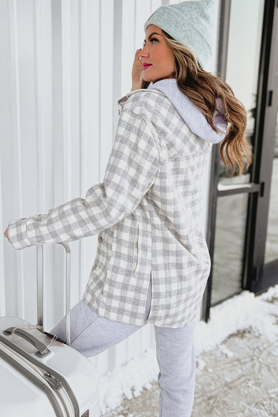 Loyal Friend Checkered Plaid Shacket (Heather Grey) - NanaMacs