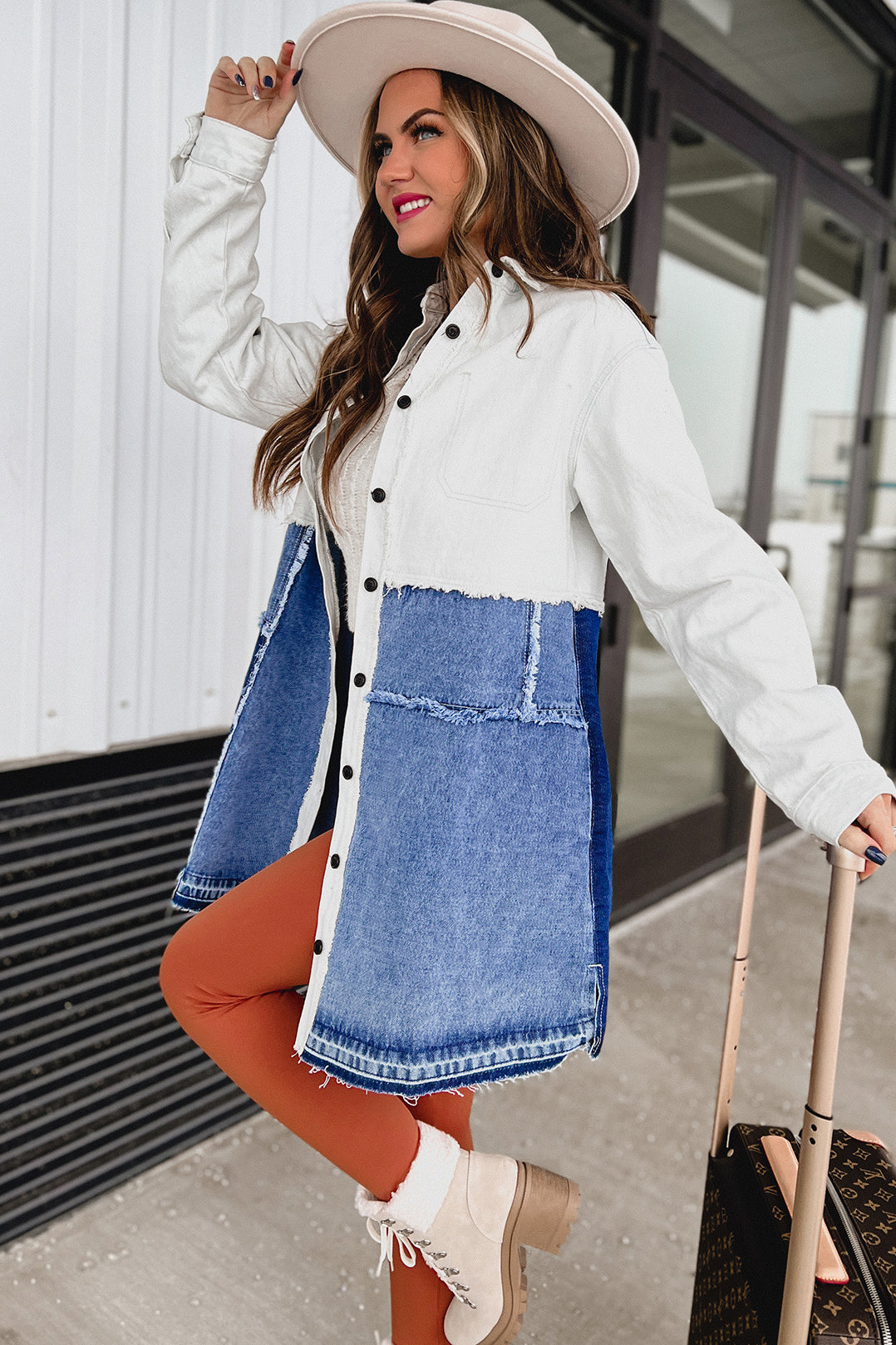 Patch Me If You Can Oversized Patchwork Denim Shacket (Denim) - NanaMacs