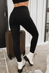 Jump To It Ribbed High Waisted Leggings (Black) - NanaMacs