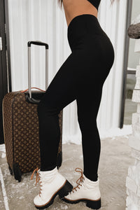 Jump To It Ribbed High Waisted Leggings (Black) - NanaMacs