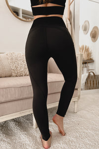 Work It Out High Rise Leggings With Pockets (Black) - NanaMacs