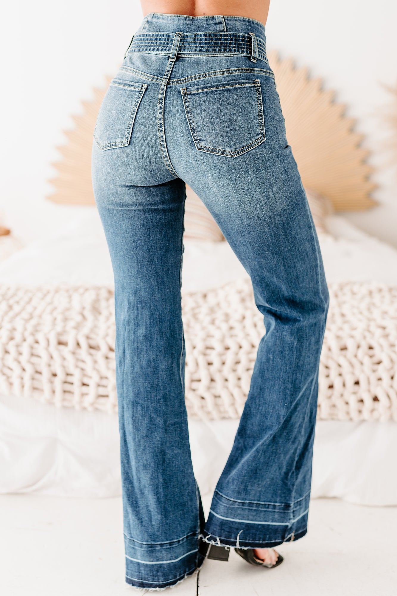 Ari Tie Waist Flared Sneak Peek Jeans (Medium) - NanaMacs