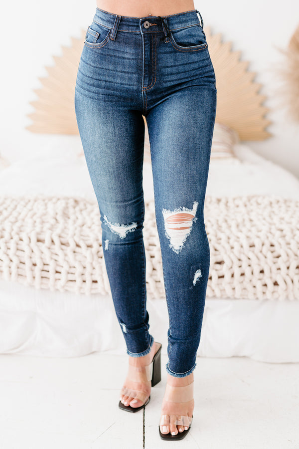 Buffy Sneak Peek High-Rise Distressed Skinny Jeans (Dark) - NanaMacs