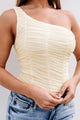 Bold Ambitions Ruched One Shoulder Bodysuit (Cream) - NanaMacs
