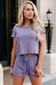 Ready To Relax Crop Top And Shorts Set (Purple) - NanaMacs