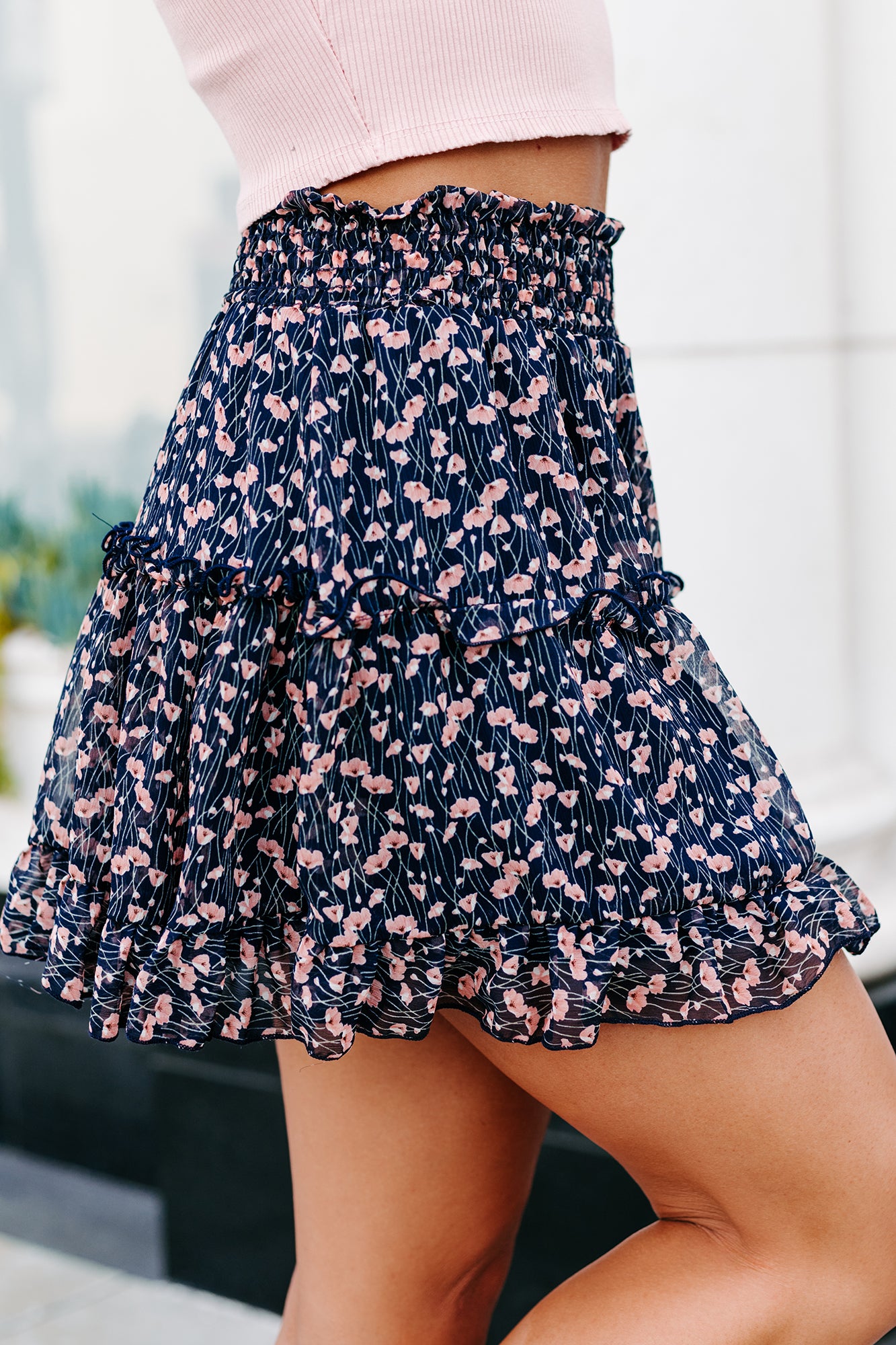 Perfect Poppies Ruffled Floral Skirt (Navy/Blush Multi) · NanaMacs
