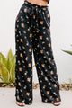 Addicted To Love Floral Print Wide Leg Pants (Black) - NanaMacs