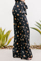 Addicted To Love Floral Print Wide Leg Pants (Black) - NanaMacs