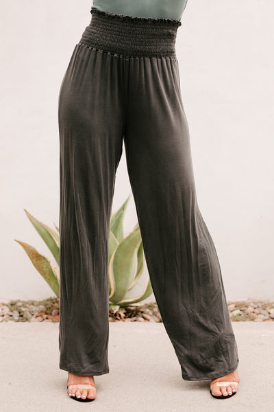 Catamaran Cruisin' Smocked Wide Leg Pants (Black) - NanaMacs