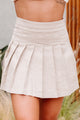 Campus Crush Pleated Mini Skirt (Taupe) - NanaMacs