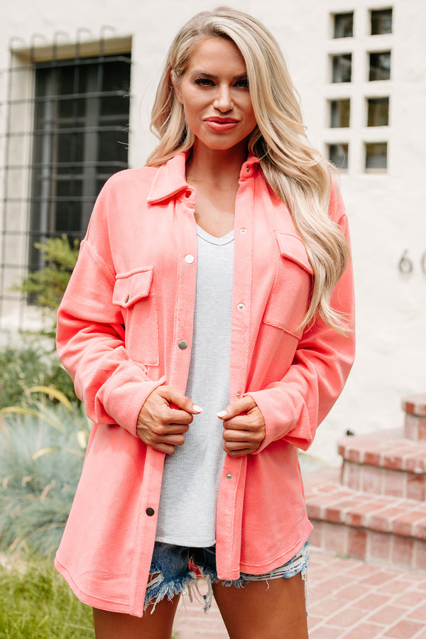 Laid Back Lady Fleece Shirt/Jacket (Candy Pink) - NanaMacs