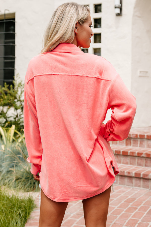 Laid Back Lady Fleece Shirt/Jacket (Candy Pink) - NanaMacs