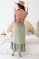 Incredibly Loved Open Back Printed Midi Dress (Sage) - NanaMacs