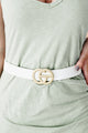 Perfect Simplicity Faux Leather Textured Buckle Belt (White) - NanaMacs