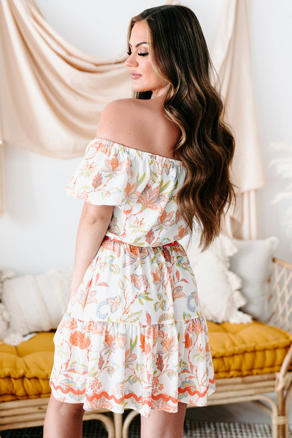 Meeting For Brunch Floral Off The Shoulder Dress (Ivory) - NanaMacs