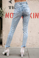Draya High Rise Acid Wash Distressed Skinny Jeans (Light Acid) - NanaMacs