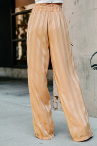 Mirage Satin Paper Bag Waist Wide-Leg Pants (Gold) - NanaMacs