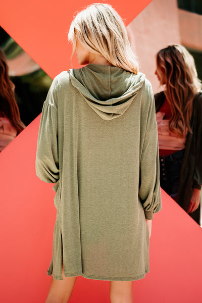 Hampton Hideaway Open Front Hooded Cardigan (Olive) - NanaMacs