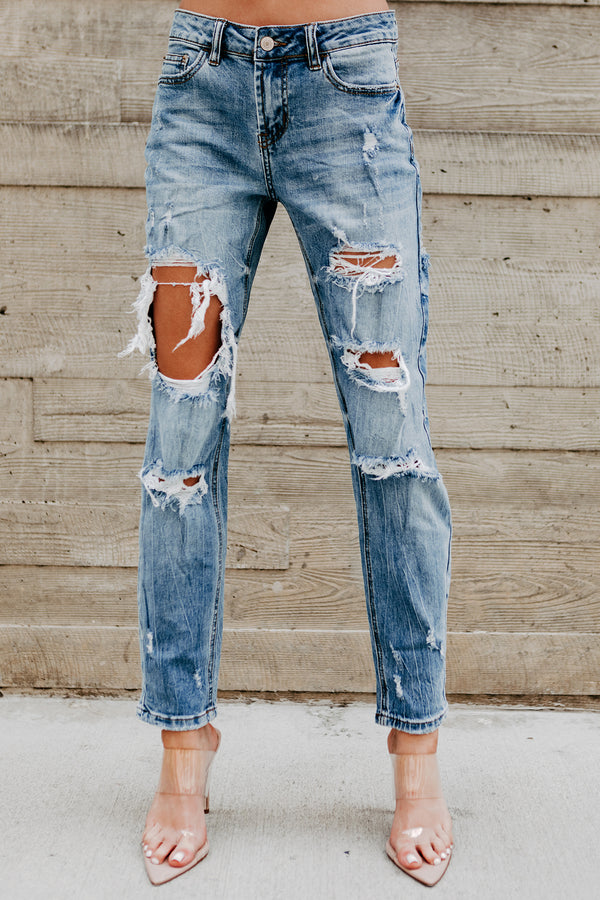 As You Wish Mid-Rise Distressed Boyfriend Jeans (Medium) - NanaMacs