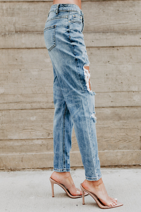 As You Wish Mid-Rise Distressed Boyfriend Jeans (Medium) - NanaMacs