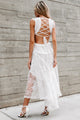 Sway My Way Ruffled Cut-Out Waist Lace Dress (Ivory) - NanaMacs
