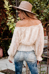 Forever Your Sweetheart Floral Textured Off The Shoulder Top (Ivory) - NanaMacs