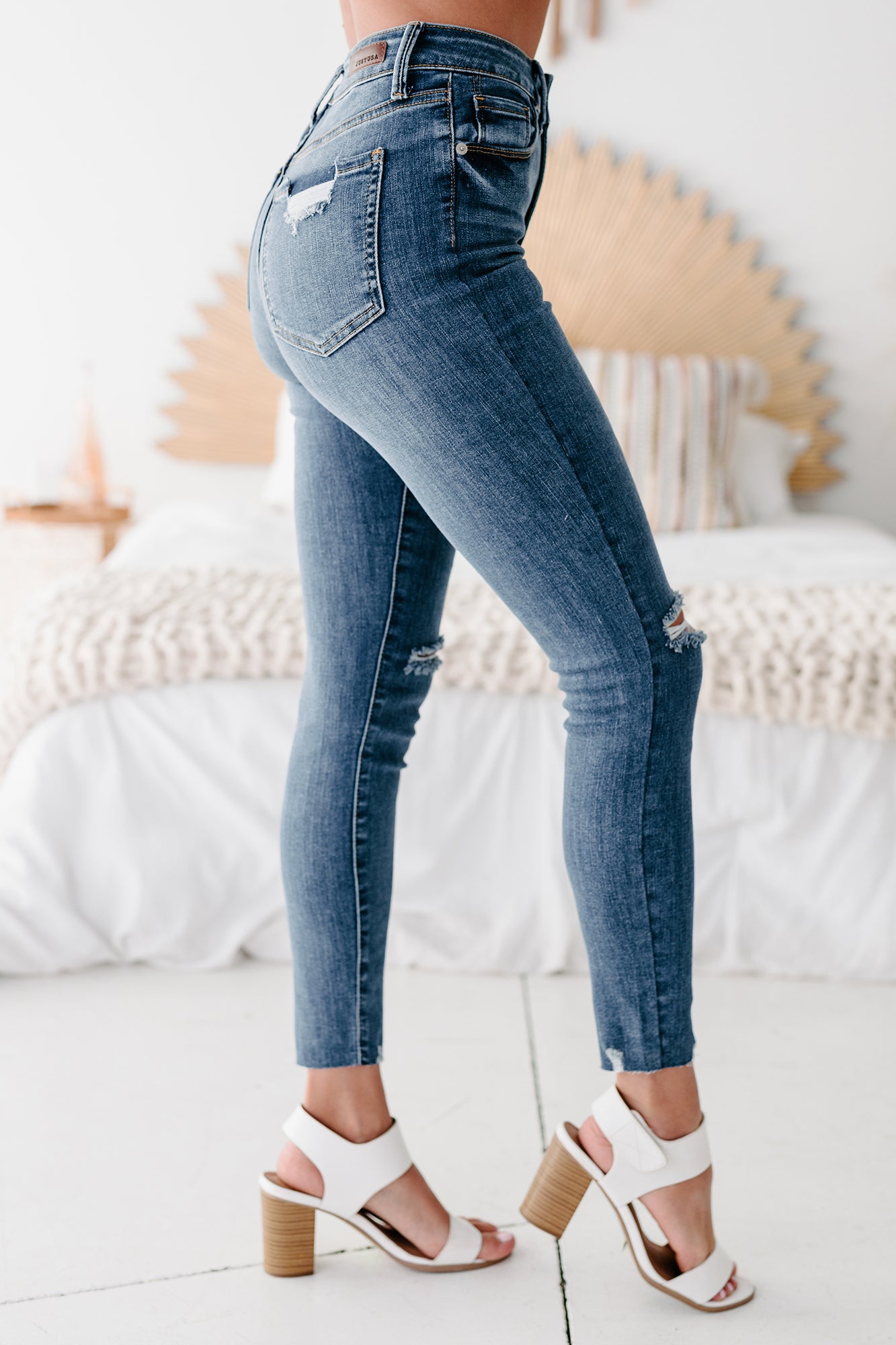 Jazelle Just Panmaco High Rise Distressed Skinny Jeans (Medium) - NanaMacs