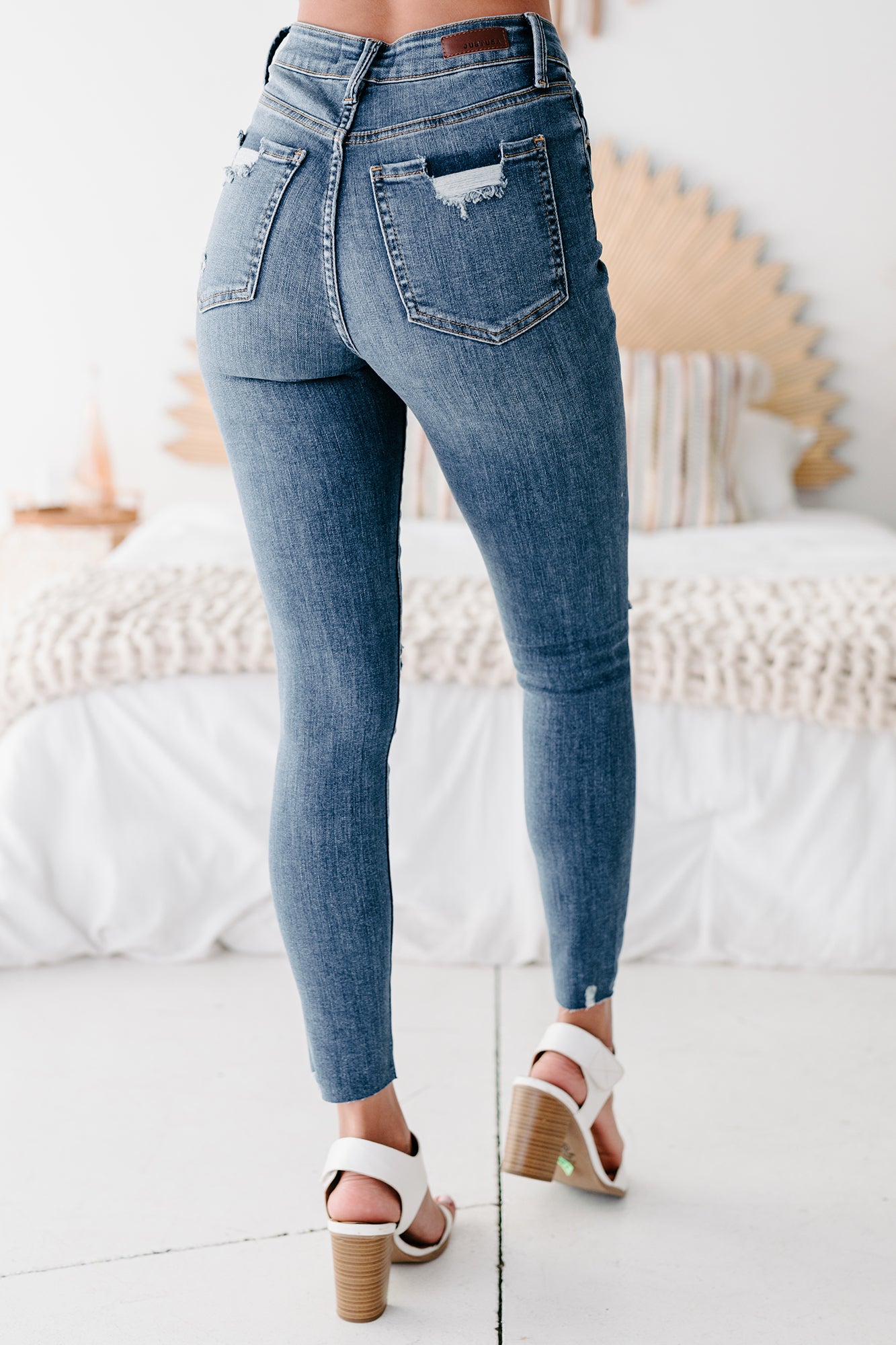 Jazelle Just Panmaco High Rise Distressed Skinny Jeans (Medium) - NanaMacs