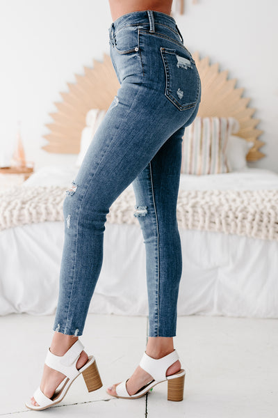 Jazelle Just Panmaco High Rise Distressed Skinny Jeans (Medium) - NanaMacs