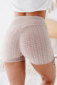 Crossfit Cutie Honeycomb Textured Ruched Spandex Shorts (Mocha) - NanaMacs
