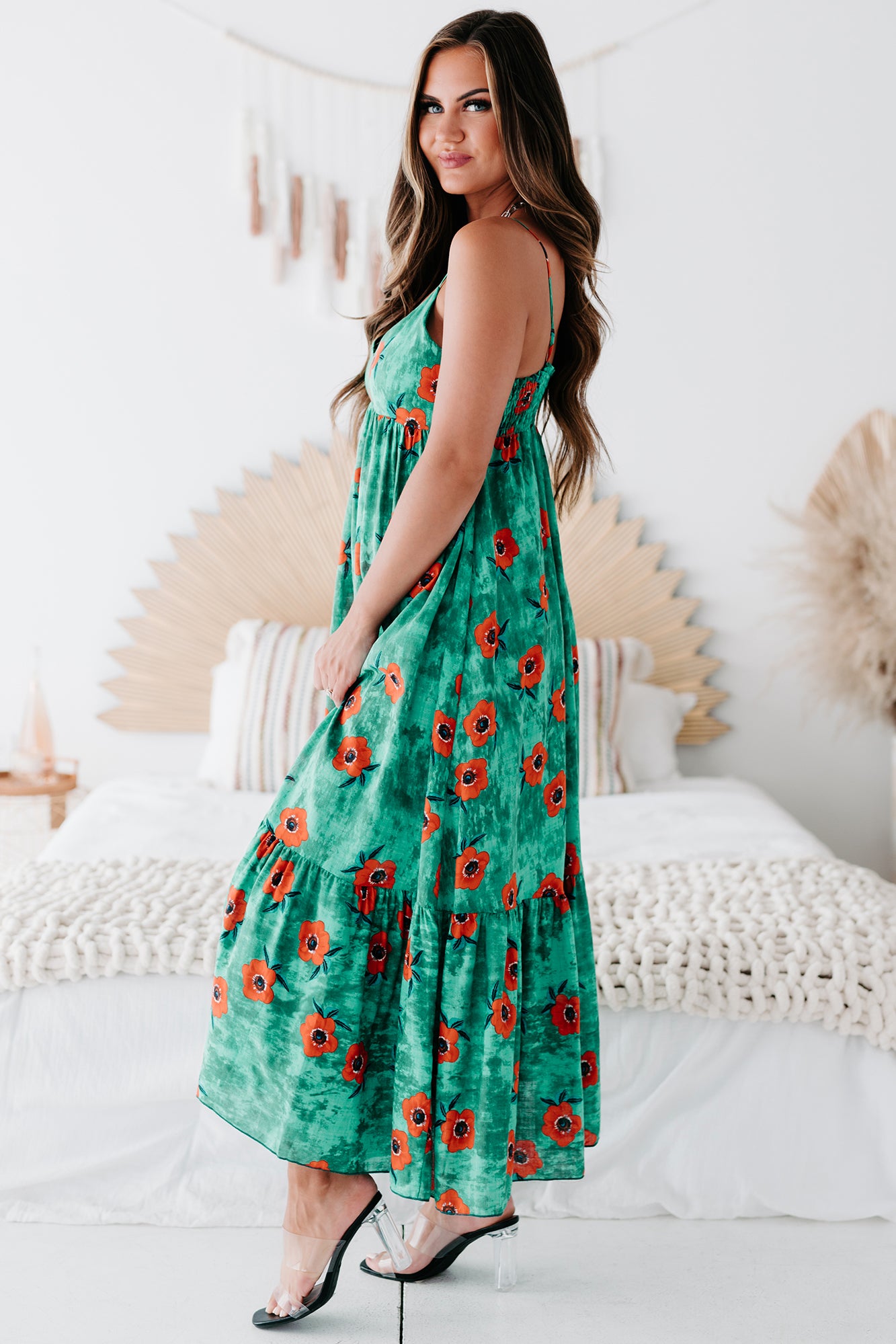 Some Kind Of Wonderful Floral Maxi Dress (Kelly Green) - NanaMacs