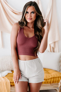 Hard To Admit Ribbed Crop Tank (Burgundy) - NanaMacs