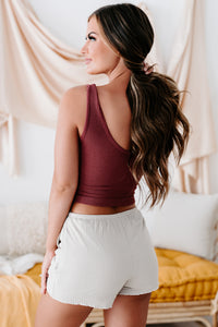 Hard To Admit Ribbed Crop Tank (Burgundy) - NanaMacs