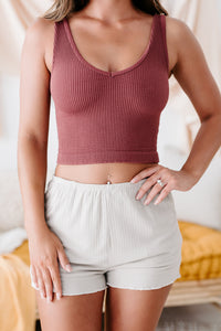 Hard To Admit Ribbed Crop Tank (Burgundy) - NanaMacs