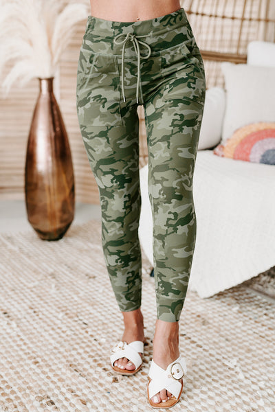 Bootcamp Babe Camo Print Joggers (Army Green) - NanaMacs