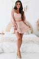 Perfect Perception Tiered Long Sleeve Mini Dress (Pink Bell) - NanaMacs