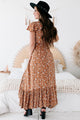 Flourishing Moments High-Low Floral Midi Dress (Rust) - NanaMacs
