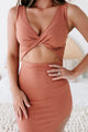 Passionate Soul Reversible Twisted Cut-Out Bodycon (Dusty Rose) - NanaMacs
