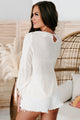 Dare To Desire Long Sleeve Textured Knit Lace Paneled Top (Ivory) - NanaMacs